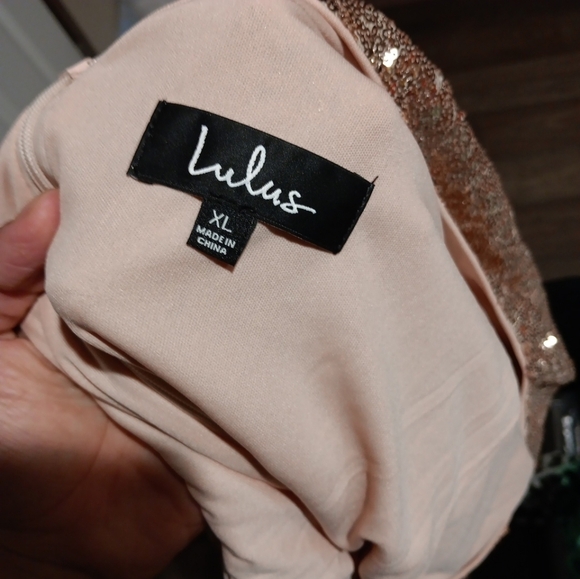 Lulus Delightful Ways Rose Gold Sequin Dress, Mini Bodycon XL Sleeve, Small - Picture 6 of 8